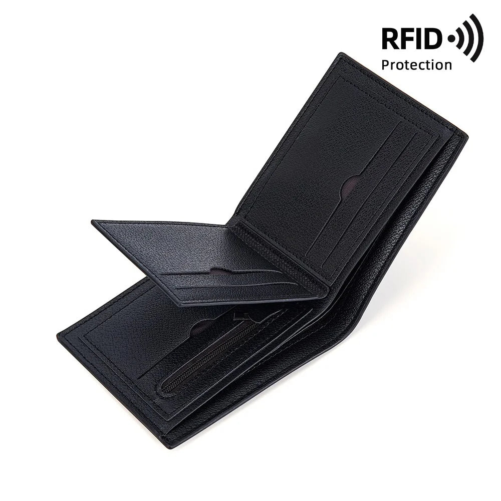 BAELLERRY D3042 Retro PU Leather Men Short Wallet Card Cash Coin Storage Bag - Black - 4