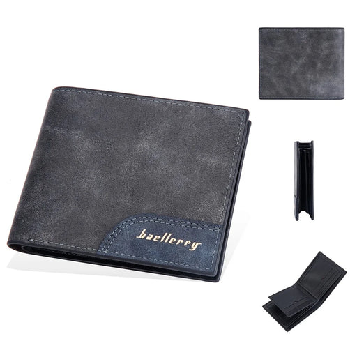 BAELLERRY D3043 Retro Contrast Color PU Leather Men Short Wallet Cards Cash Storage Bag - Black - 1