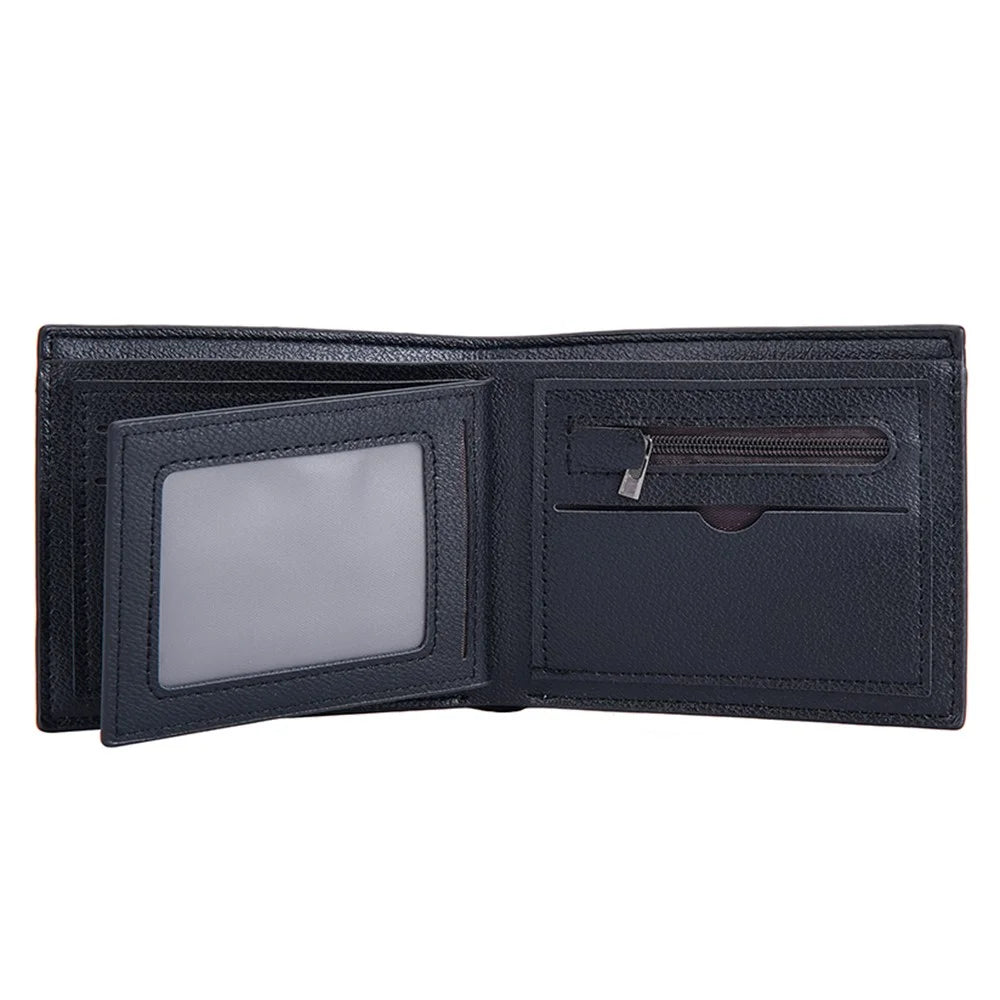 BAELLERRY D3043 Retro Contrast Color PU Leather Men Short Wallet Cards Cash Storage Bag - Black - 3