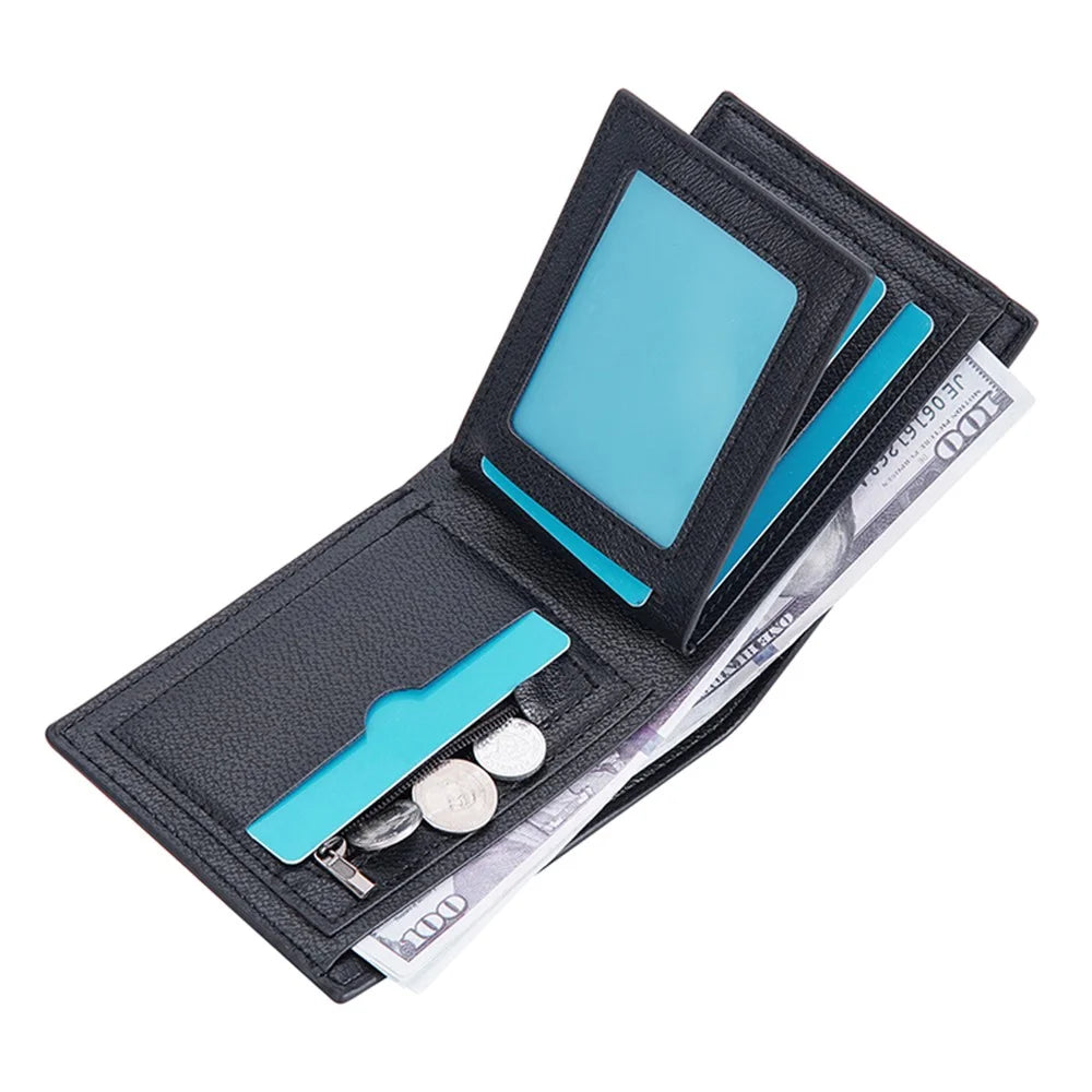 BAELLERRY D3043 Retro Contrast Color PU Leather Men Short Wallet Cards Cash Storage Bag - Black - 5