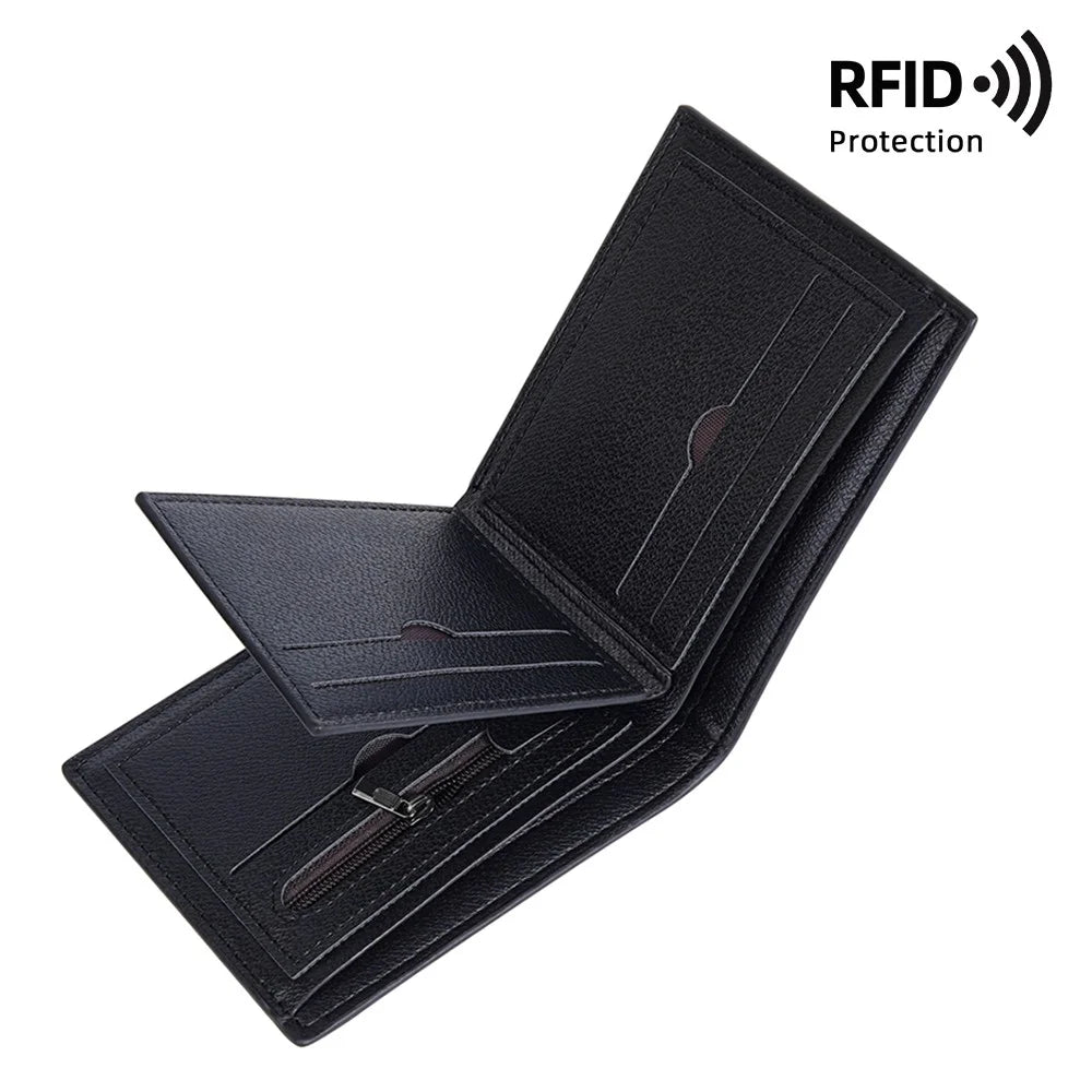 BAELLERRY D3045 Retro PU Leather Men Short Wallet RFID Blocking Cards Cash Carrying Bag - Black - 4