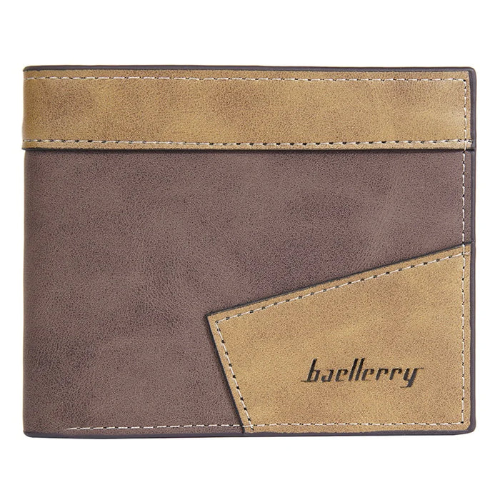 BAELLERRY D3041 Contrast Color PU Leather Men Wallet Tri-fold RFID Blocking Card Slots Purse - Dark Coffee - 2