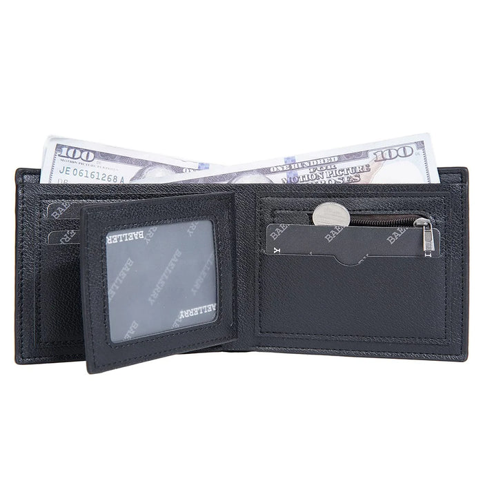 BAELLERRY D3041 Contrast Color PU Leather Men Wallet Tri-fold RFID Blocking Card Slots Purse - Dark Coffee - 4