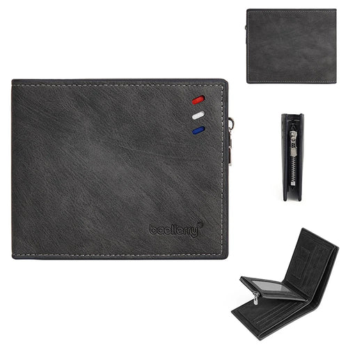 BAELLERRY D3074 Business Men Short Wallet PU Leather Cards Cash Coins Storage Bag - Black / Horizontal - 1