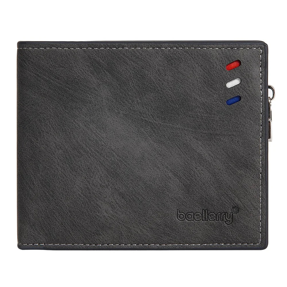 BAELLERRY D3074 Business Men Short Wallet PU Leather Cards Cash Coins Storage Bag - Black / Horizontal - 2