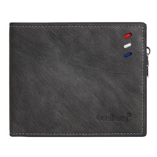 BAELLERRY D3074 Business Men Short Wallet PU Leather Cards Cash Coins Storage Bag - Black / Horizontal - 2