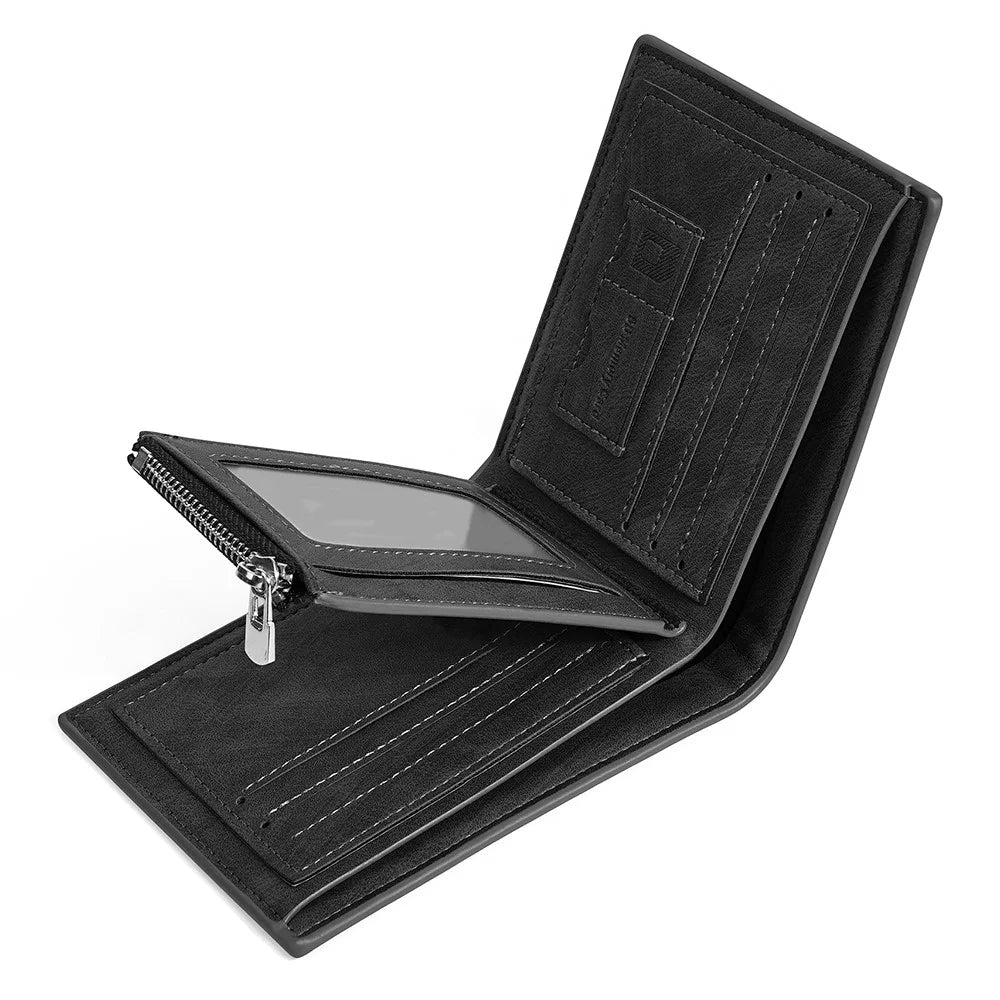 BAELLERRY D3074 Business Men Short Wallet PU Leather Cards Cash Coins Storage Bag - Black / Horizontal - 4