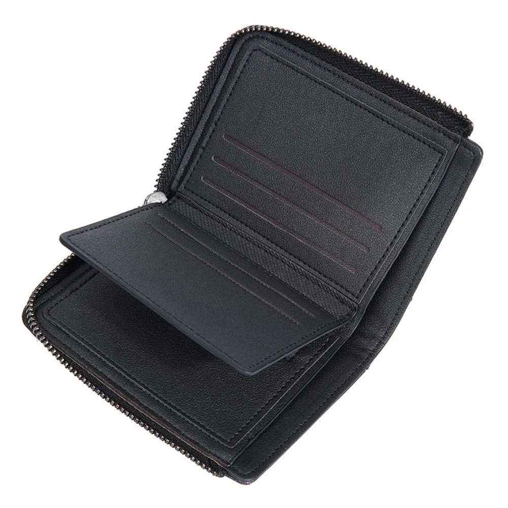 BAELLERRY D3049 Business PU Leather Men Bi-Fold Wallet RFID Blocking Zipper Coin Purse - Black - 4