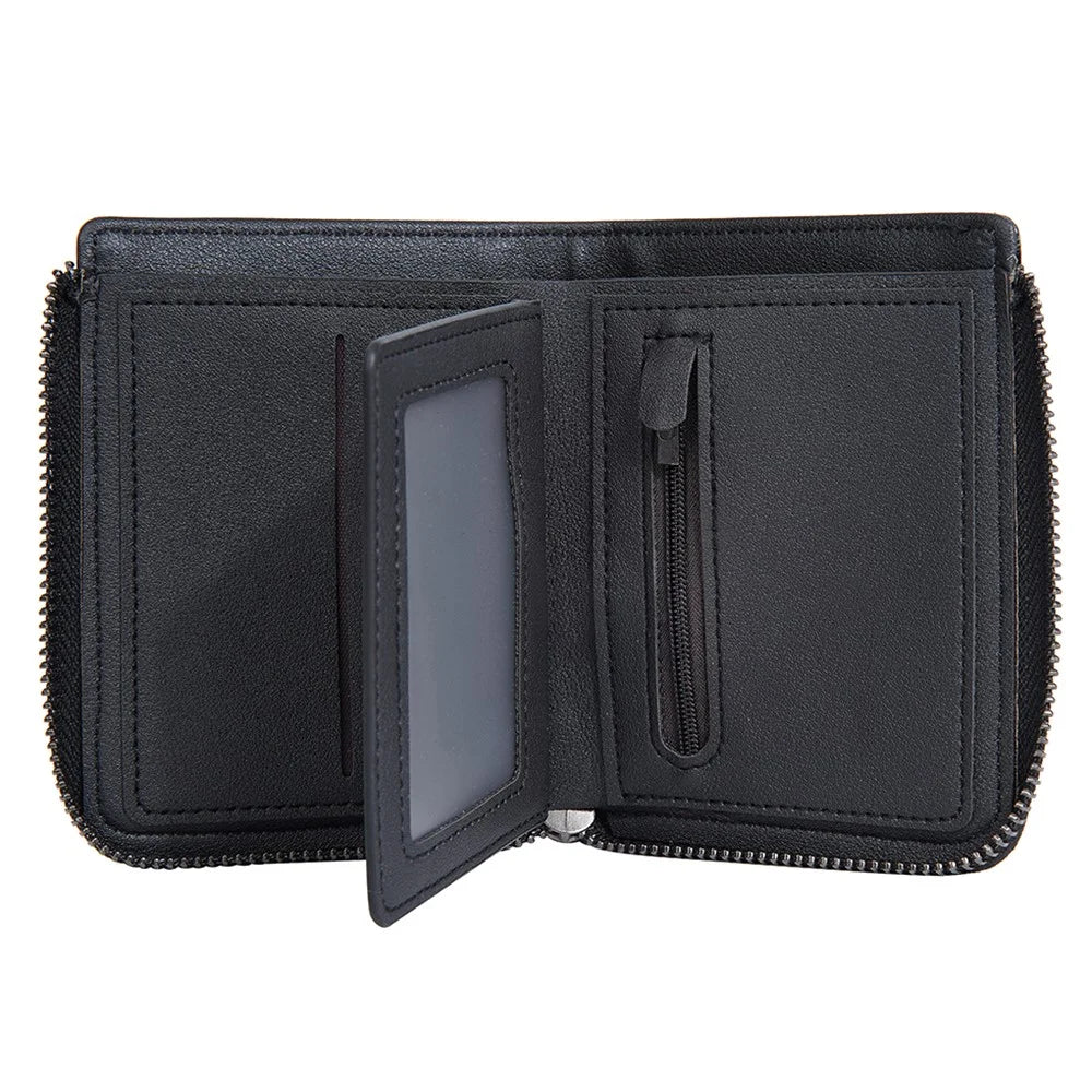 BAELLERRY D3049 Business PU Leather Men Bi-Fold Wallet RFID Blocking Zipper Coin Purse - Black - 6