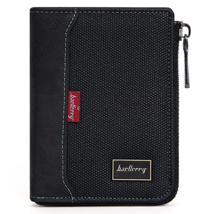 BAELLERRY D3047 Business Men Short Wallet RFID Blocking PU Leather Zipper Purse - Black - 2