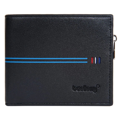 BAELLERRY D3075 Business Men Wallet Zipper Pocket Design PU Leather Card Cash Holder Purse - Black / Horizontal - 2