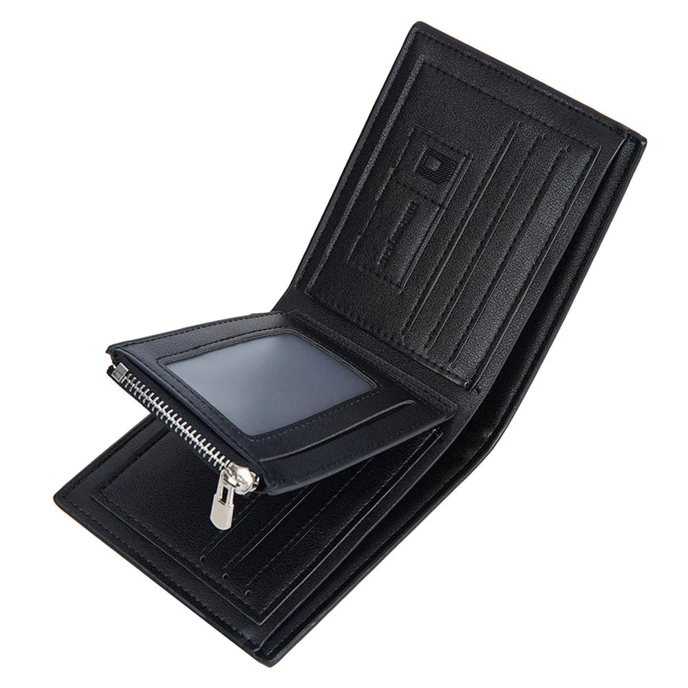 BAELLERRY D3075 Business Men Wallet Zipper Pocket Design PU Leather Card Cash Holder Purse - Black / Horizontal - 5