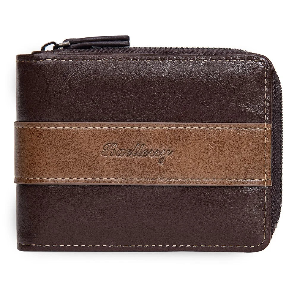 BAELLERRY D5111 Retro Men Short Wallet PU Leather Card Cash Holder Zipper Purse - Dark Coffee - 2