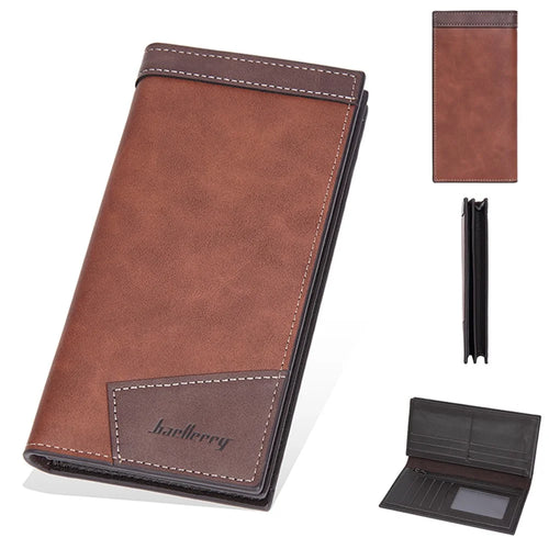 BAELLERRY C3051 PU Leather Men Long Wallet Large Capacity Cash Cards Holder Clutch Bag - Brown - 1