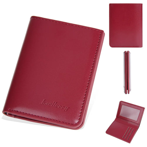 BAELLERRY NR106 PU Leather Men Women Simple Card Bag Short Wallet - Dark Red - 1