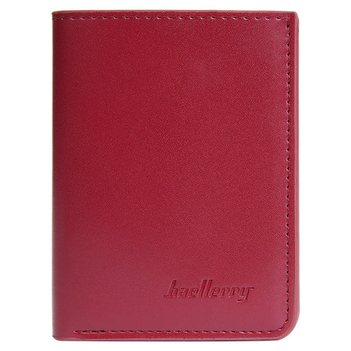 BAELLERRY NR106 PU Leather Men Women Simple Card Bag Short Wallet - Dark Red - 2
