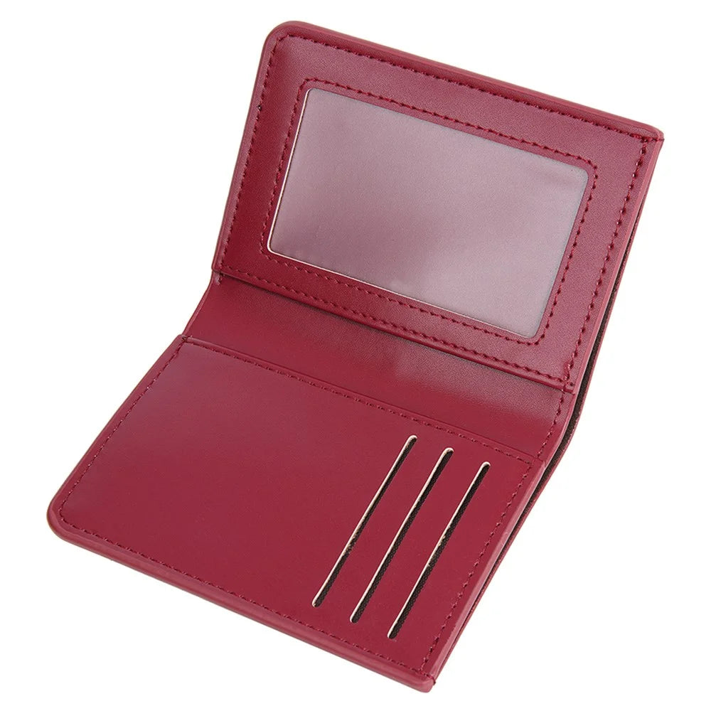 BAELLERRY NR106 PU Leather Men Women Simple Card Bag Short Wallet - Dark Red - 4