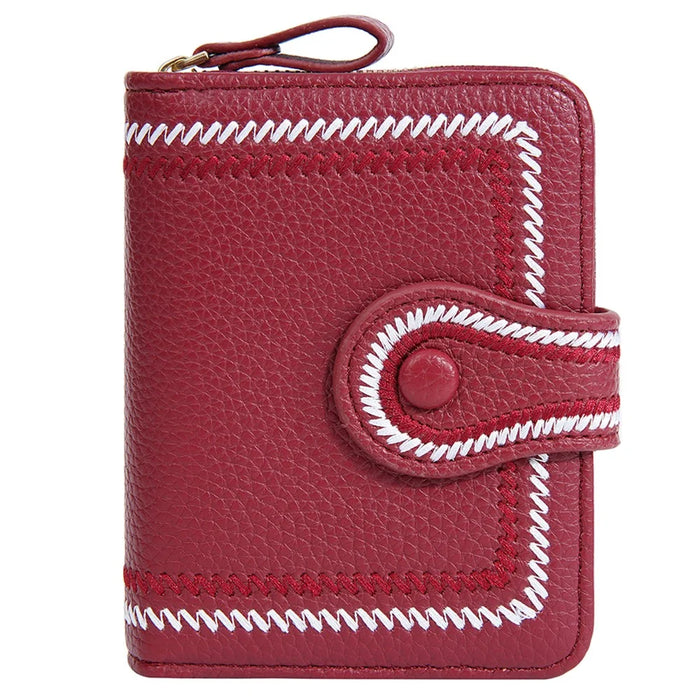 BAELLERRY NR105 Zipper Accordion Card Bag Stylish PU Leather Women Short Wallet Coin Purse - Red - 2
