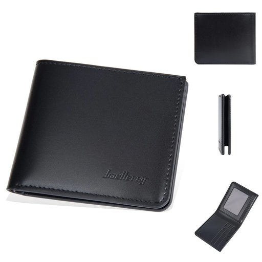 BAELLERRY DR107 Simple Bi-Fold PU Leather Men Wallet Cards Cash Holder - Black - 1