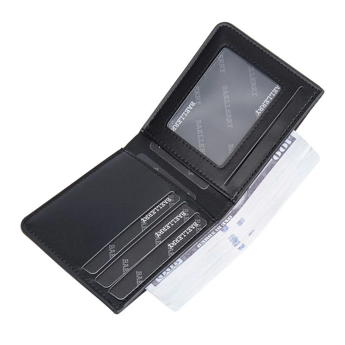 BAELLERRY DR107 Simple Bi-Fold PU Leather Men Wallet Cards Cash Holder - Black - 5