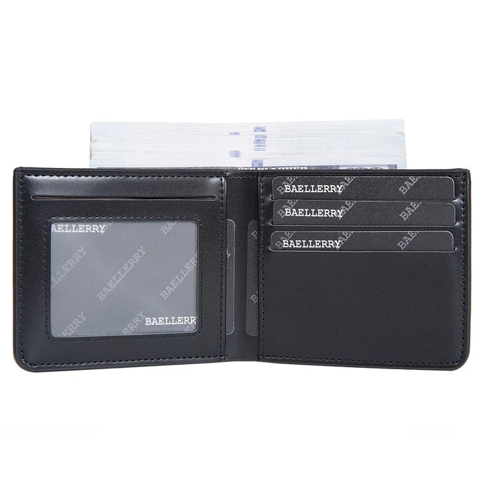 BAELLERRY DR107 Simple Bi-Fold PU Leather Men Wallet Cards Cash Holder - Black - 6
