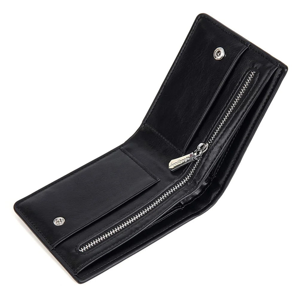 BAELLERRY D2405 Contrast Color Bi-Fold Men Wallet Retro PU Leather Cards Cash Holder - Black - 4