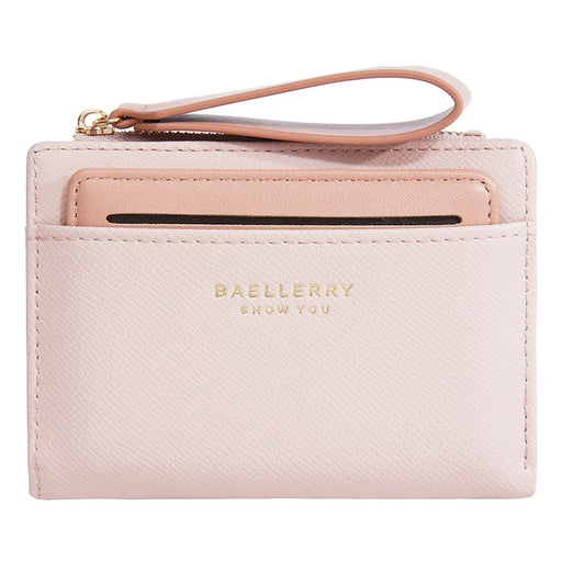 BAELLERRY N8335 Stylish Women Short Wallet PU Leather Zipper Pocket Coin Purse with Separate Card Holder - Pink - 2