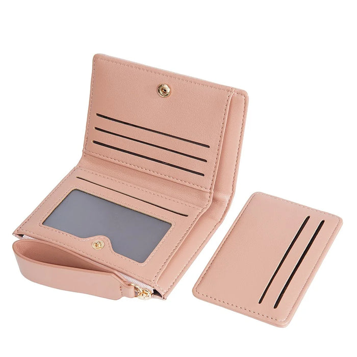 BAELLERRY N8335 Stylish Women Short Wallet PU Leather Zipper Pocket Coin Purse with Separate Card Holder - Pink - 4