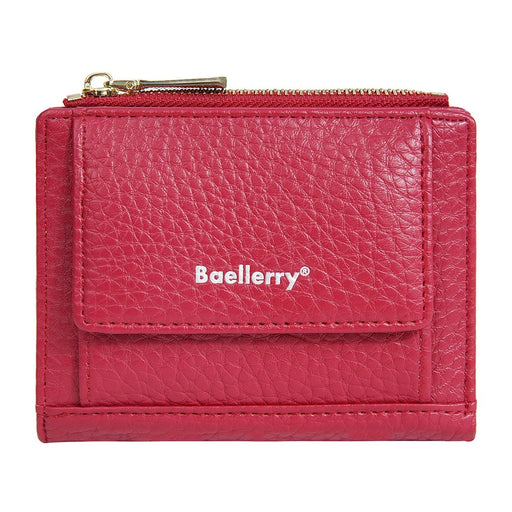 BAELLERRY NR110 Stylish PU Leather Women Short Wallet Zipper Pocket Coins Cards Cash Holder - Red - 2