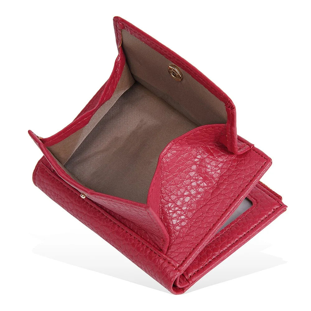 BAELLERRY NR110 Stylish PU Leather Women Short Wallet Zipper Pocket Coins Cards Cash Holder - Red - 5