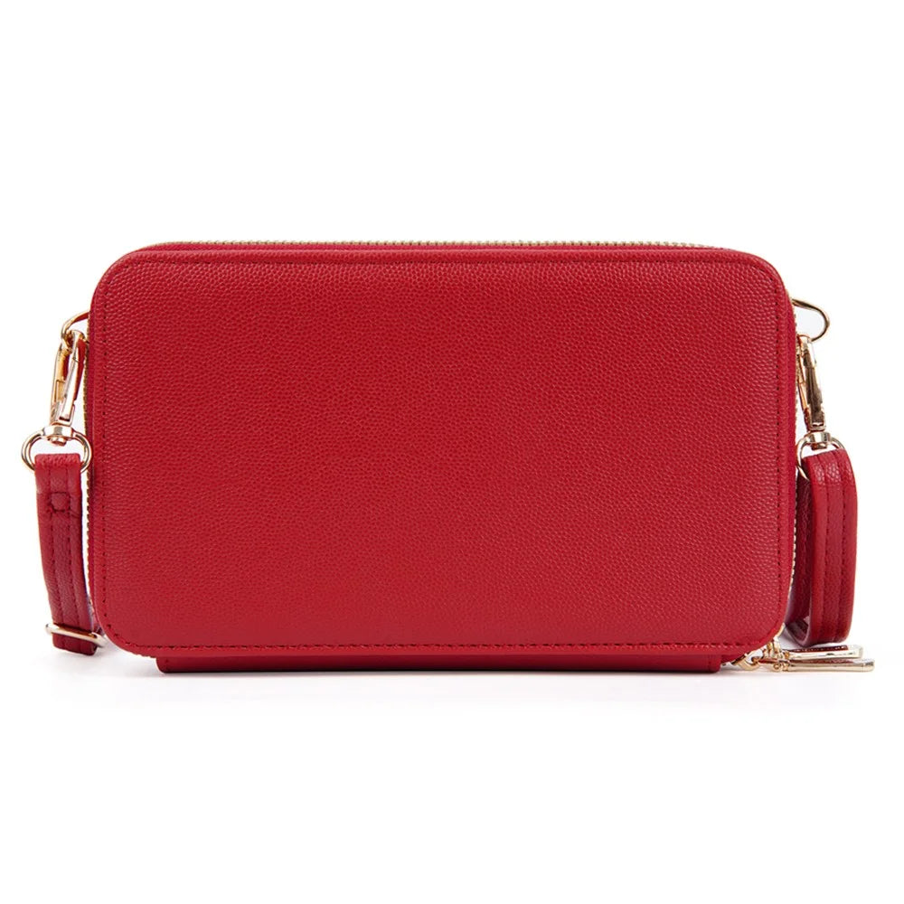 BAELLERRY N8332 Women PU Leather Dual Zipper Crossbody Bag Multiple Card Slots Phone Cash Holder Purse - Red - 3