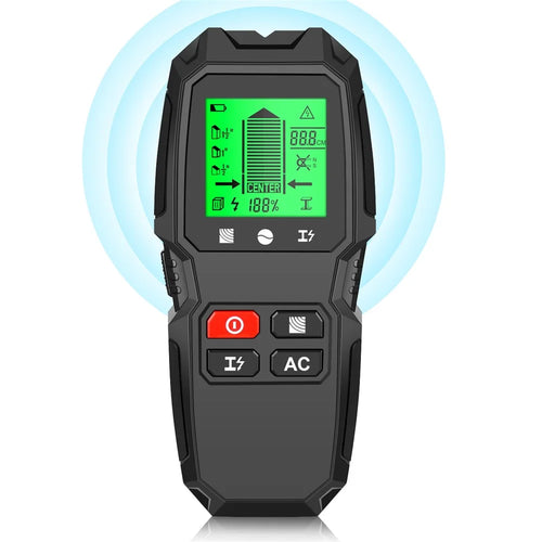 HW-QB6 5 in 1 LCD Wall Stud Finder Edge Center Wood Current Metal AC Live Wire Detector - Black - 1