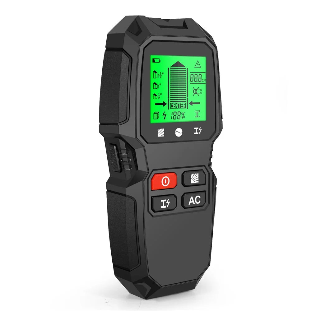 HW-QB6 5 in 1 LCD Wall Stud Finder Edge Center Wood Current Metal AC Live Wire Detector - Black - 2