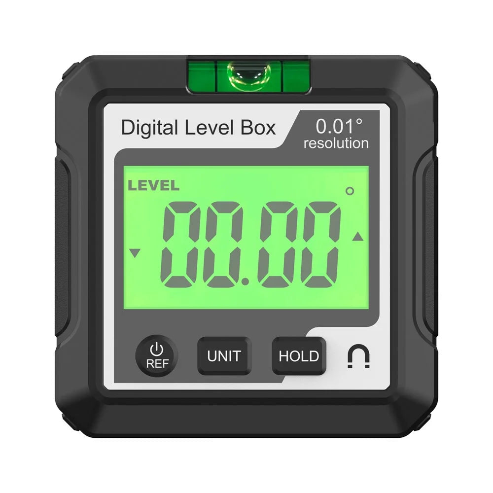 JD10 Digital Level Box Mini Angle Finder Magnetic Base LCD Bevel Gauge Inclinometer for Carpentry, with Bubble - Black+White - 2