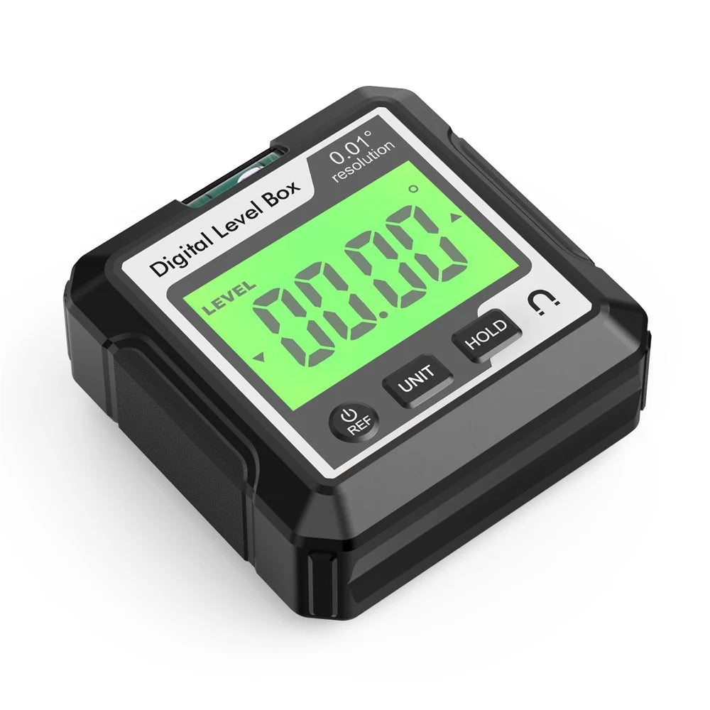 JD10 Digital Level Box Mini Angle Finder Magnetic Base LCD Bevel Gauge Inclinometer for Carpentry, with Bubble - Black+White - 3