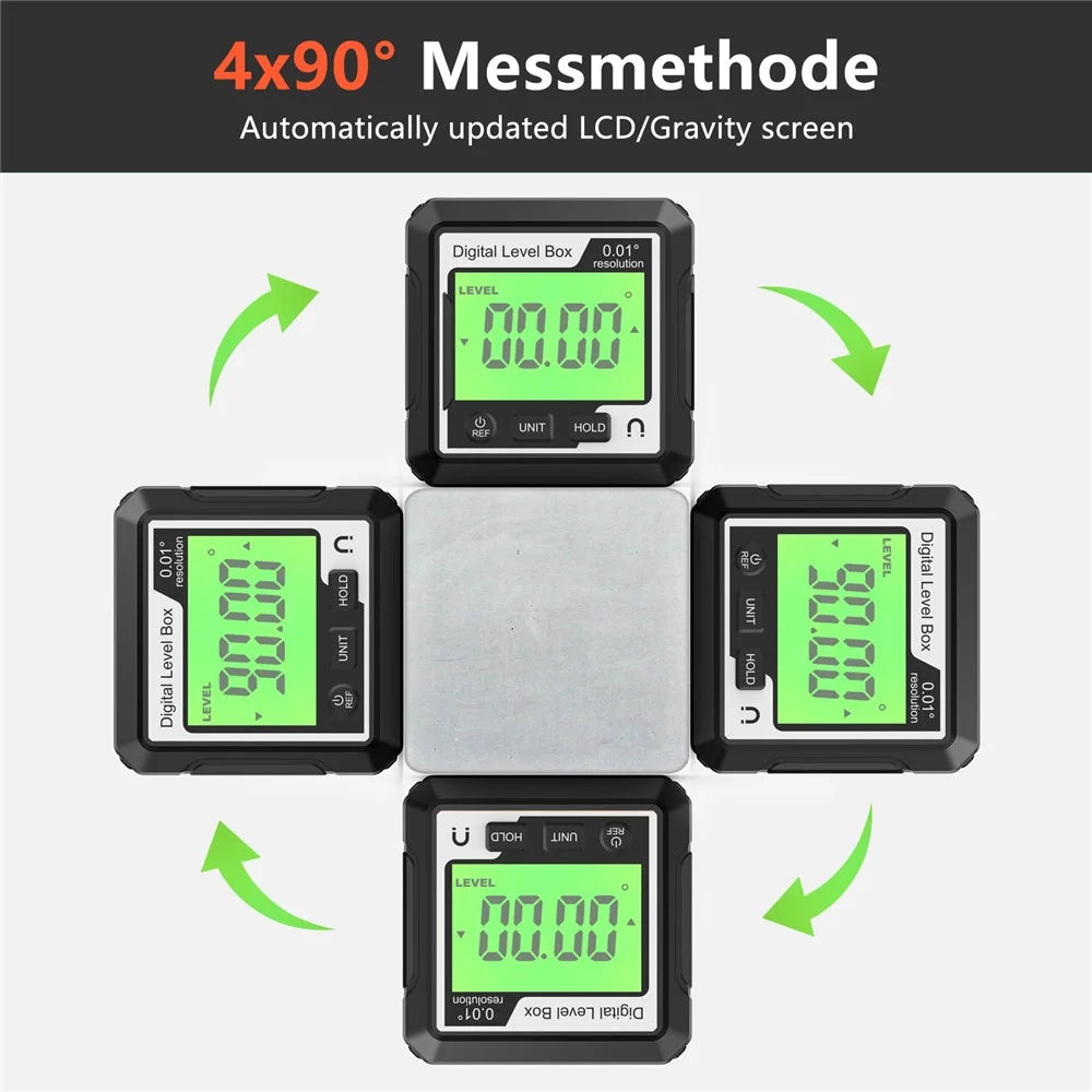 JD10 Digital Level Box Mini Angle Finder Magnetic Base LCD Bevel Gauge Inclinometer for Carpentry, without Bubble - Black+White - 5