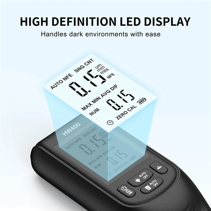HW400 Automobile Thickness Gauge Car Paint Tester Thickness Coating Measuring Tool - Black - 6