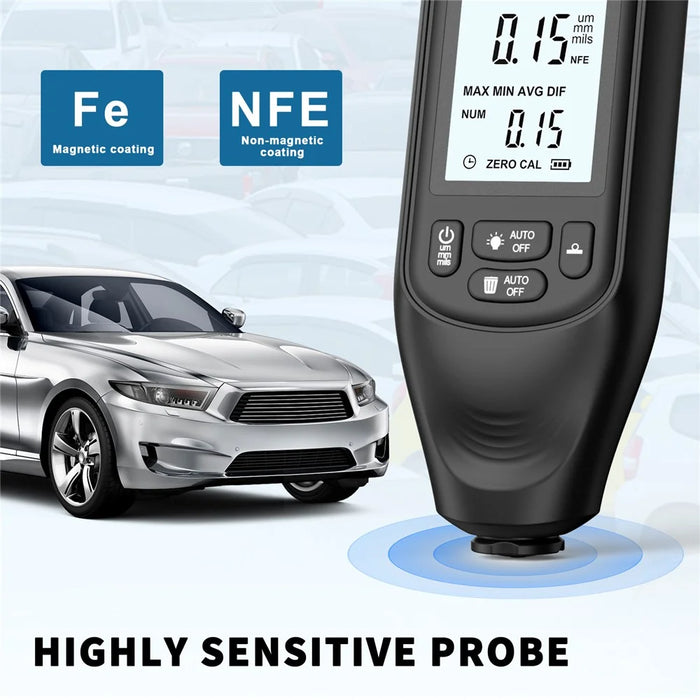 HW400 Automobile Thickness Gauge Car Paint Tester Thickness Coating Measuring Tool - Black - 7