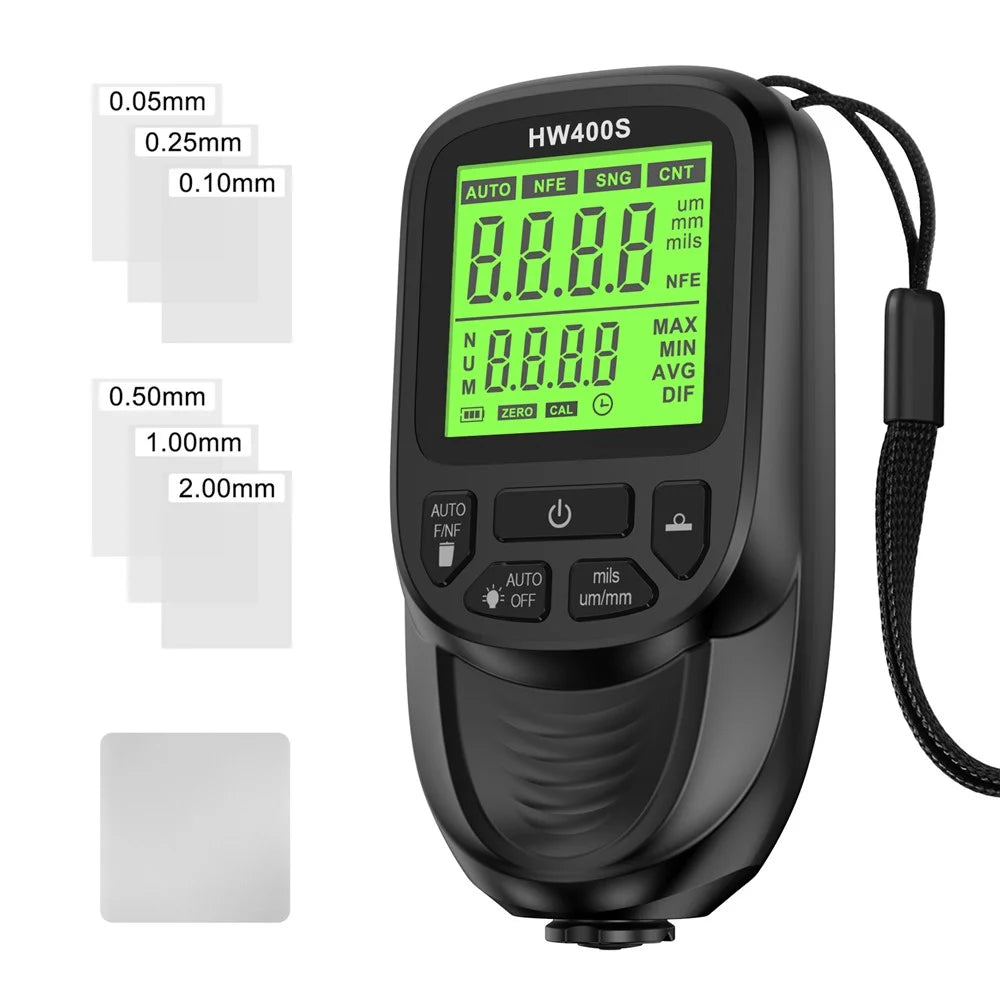 HW400S High Precision Car Paint Tester Automobile Thickness Gauge Thickness Coating Measuring Tool - Black - 1