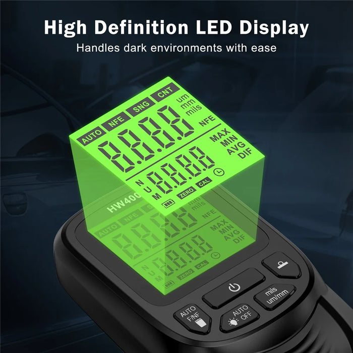 HW400S High Precision Car Paint Tester Automobile Thickness Gauge Thickness Coating Measuring Tool - Black - 4