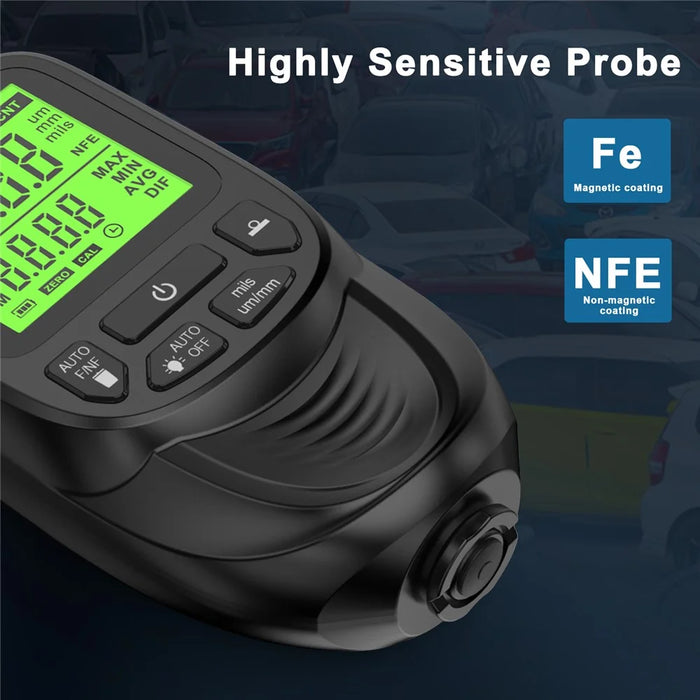 HW400S High Precision Car Paint Tester Automobile Thickness Gauge Thickness Coating Measuring Tool - Black - 6