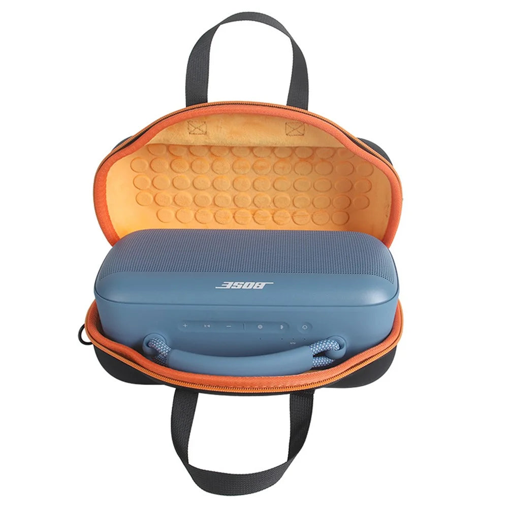For Bose Soundlink Max Oxford Cloth+ EVA Storage Case Bluetooth-compatible Speaker Carrying Bag with Shoulder Strap - Black  /  Orange - 7