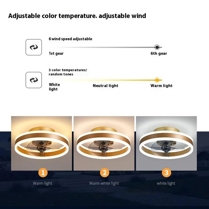 40cm 220V 6-Speed Nordic Ceiling Fan Light with Remote Control for Living Room / Bedroom / Dining Room - Gold - 7