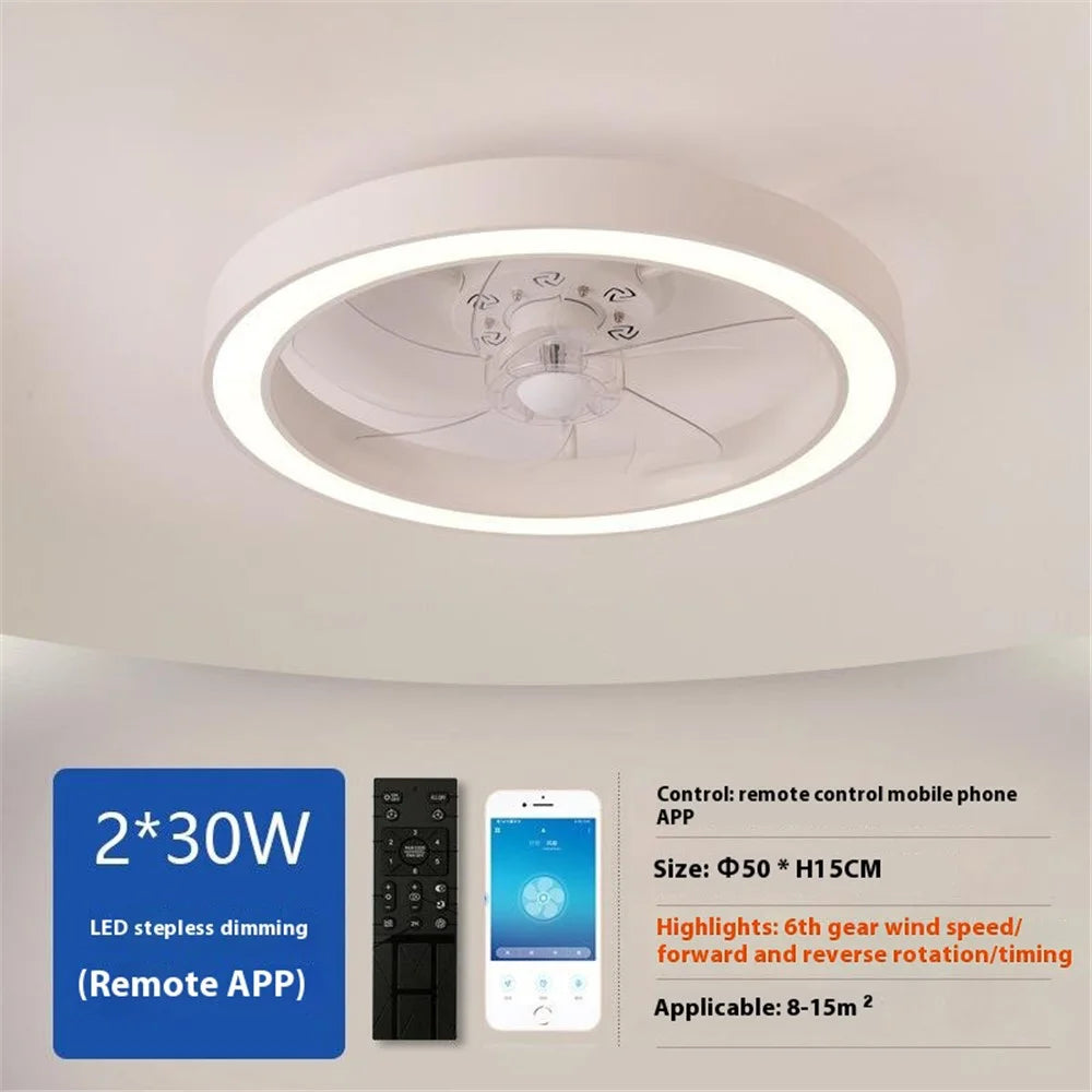 50cm 220V Nordic Ceiling Fan Light 6 Speeds Adjustable Dimmable Lamp with Remote Control - White - 2