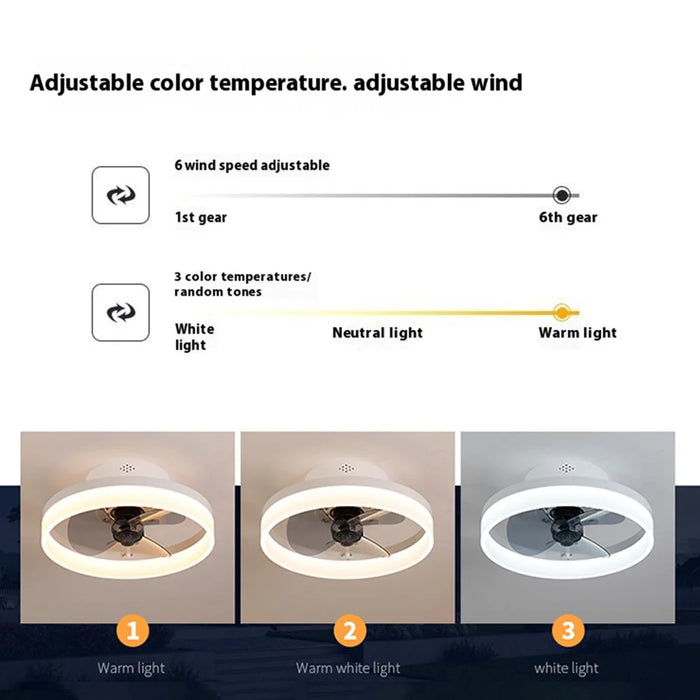 45cm 220V 6-Speed Nordic Ceiling Fan Light with Remote Control for Living Room / Bedroom / Dining Room - White - 4
