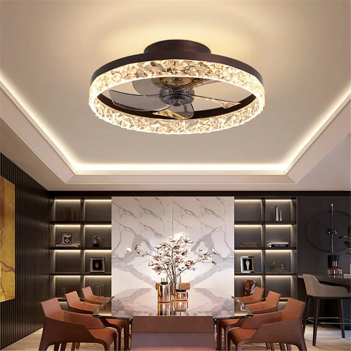 50cm 220V 6 Speeds Adjustable Luxury Ceiling Fan Light for Living Room / Bedroom / Dining Room Decorative Lamp - Coffee - 3