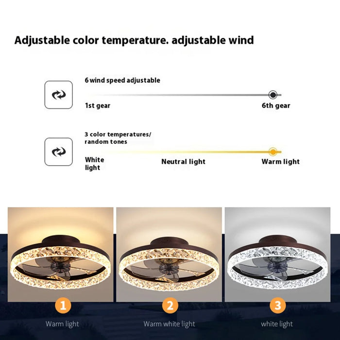 50cm 220V 6 Speeds Adjustable Luxury Ceiling Fan Light for Living Room / Bedroom / Dining Room Decorative Lamp - Coffee - 4