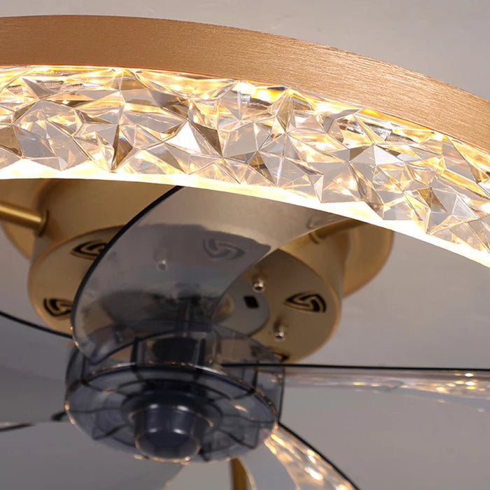 50cm 220V 6 Speeds Adjustable Luxury Ceiling Fan Light for Living Room / Bedroom / Dining Room Decorative Lamp - Coffee - 7