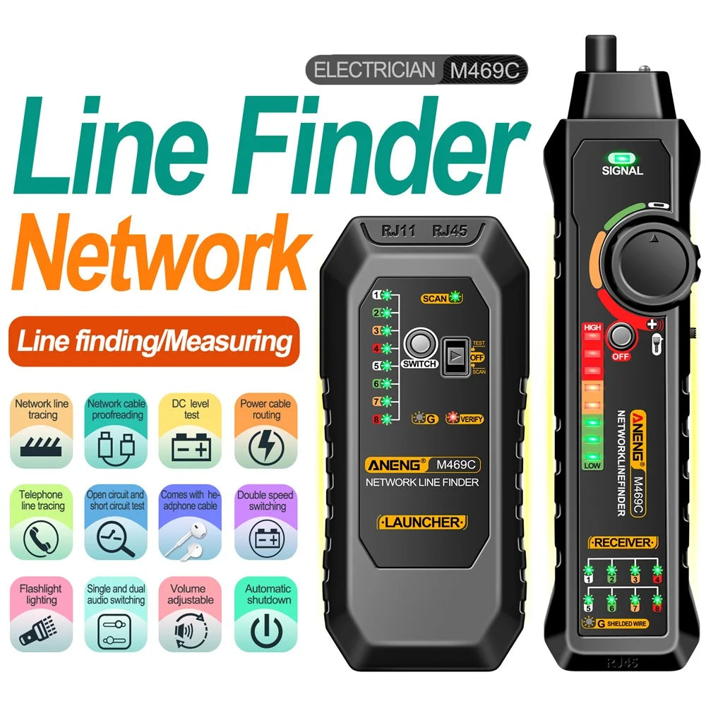 ANENG M469C Network Cable Tester Network Ethernet Wire Tracker Cable Finder - Black - 2