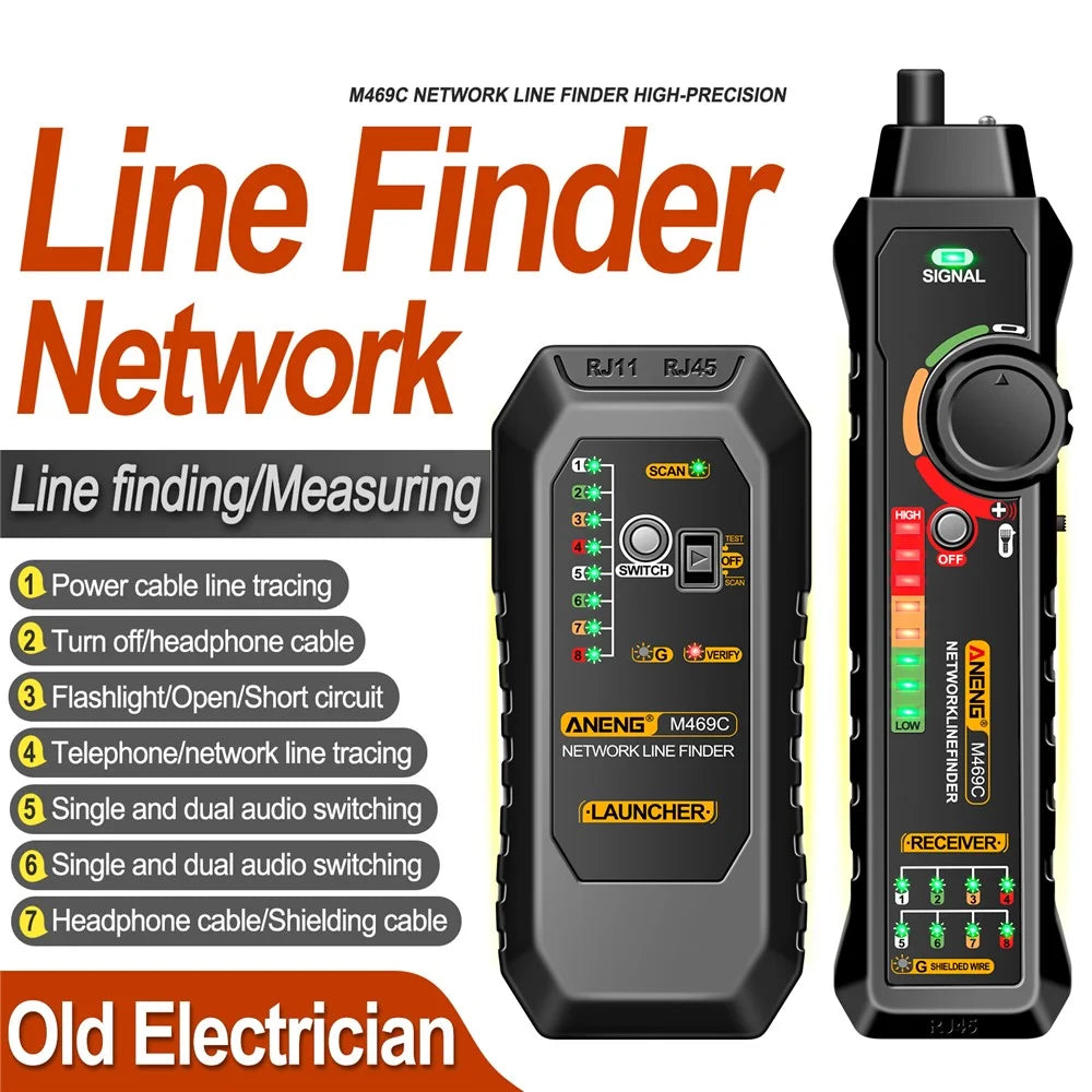 ANENG M469C Network Cable Tester Network Ethernet Wire Tracker Cable Finder - Black - 3